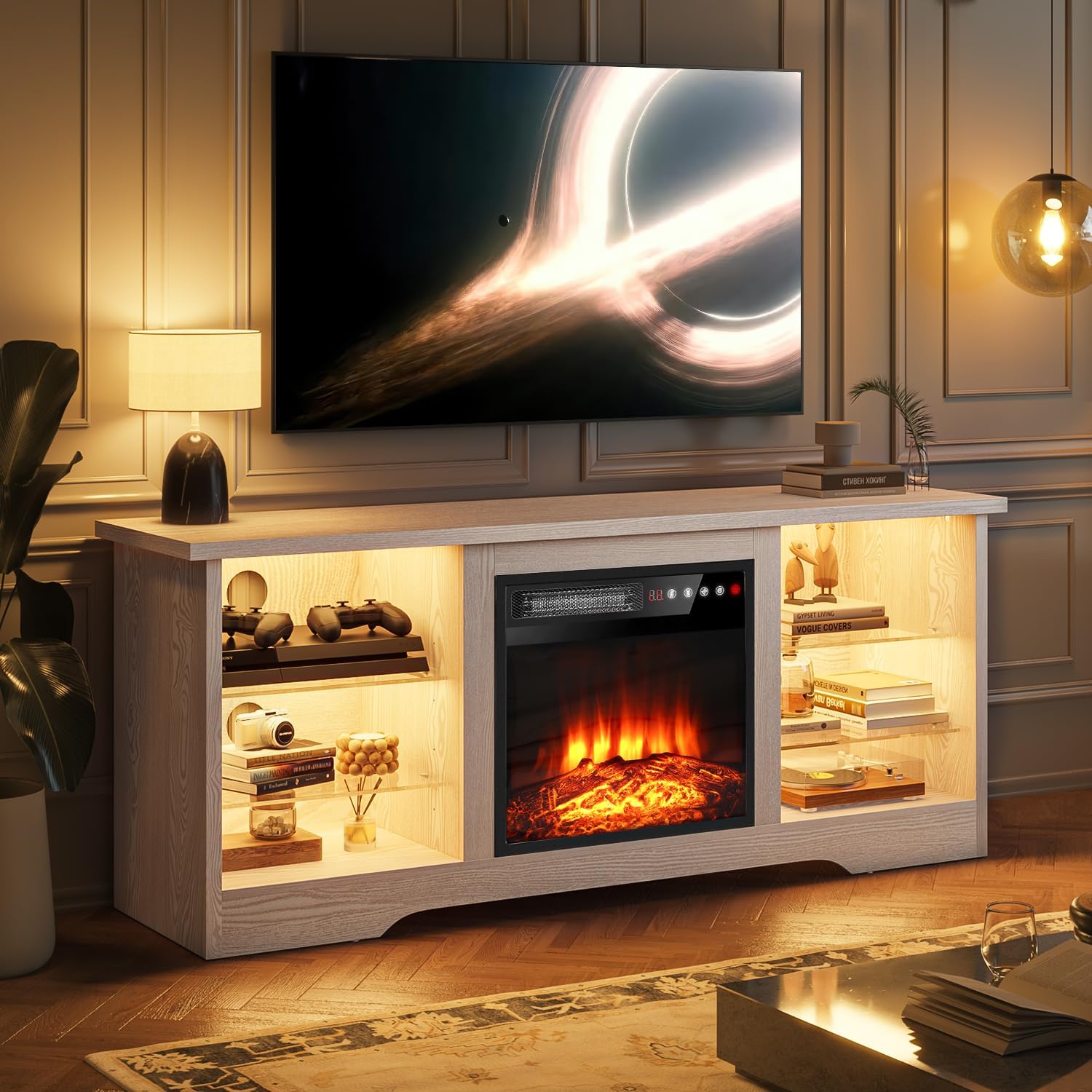 VITESSE 58 Inches Fireplace TV Stand with Electric Fireplace