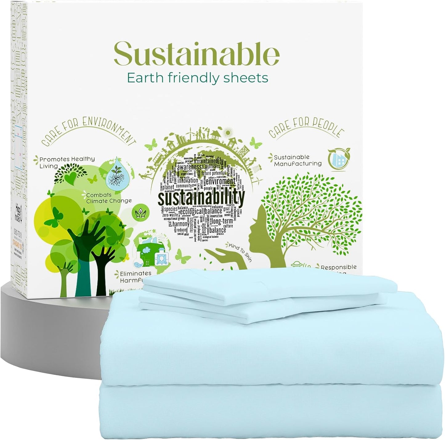 Queen Sheet Set Natural 100% Long Staple Cotton Percale Sheets