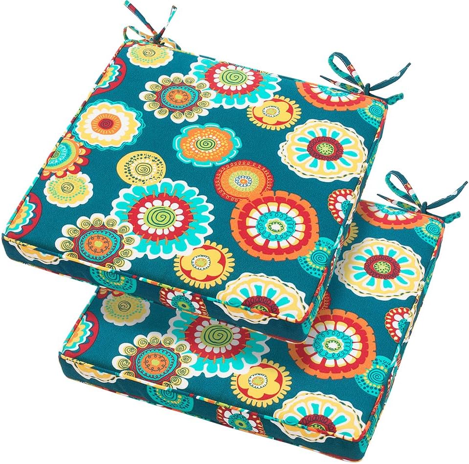 Waterproof Square Chair Cushion Set for Indoor Outdoor Use