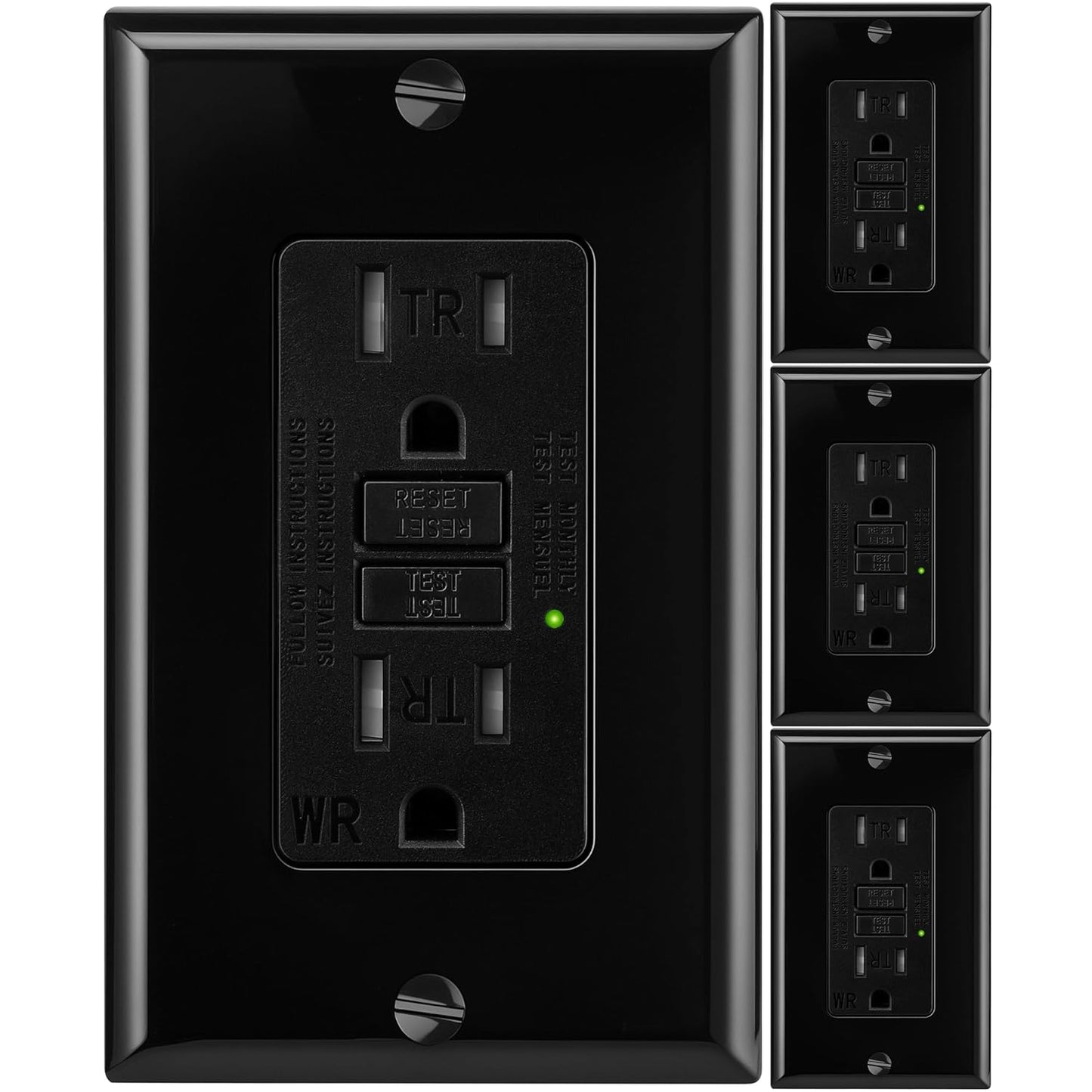 4 Pack GFCI Outlet 15 Amp Self-Test Weather Resistant Design