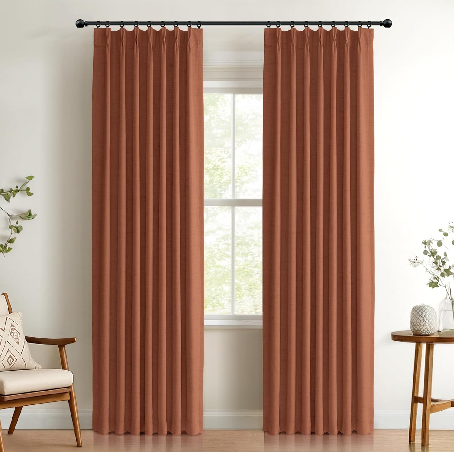 100% Blackout Shield Faux Linen Blackout Curtains for Privacy