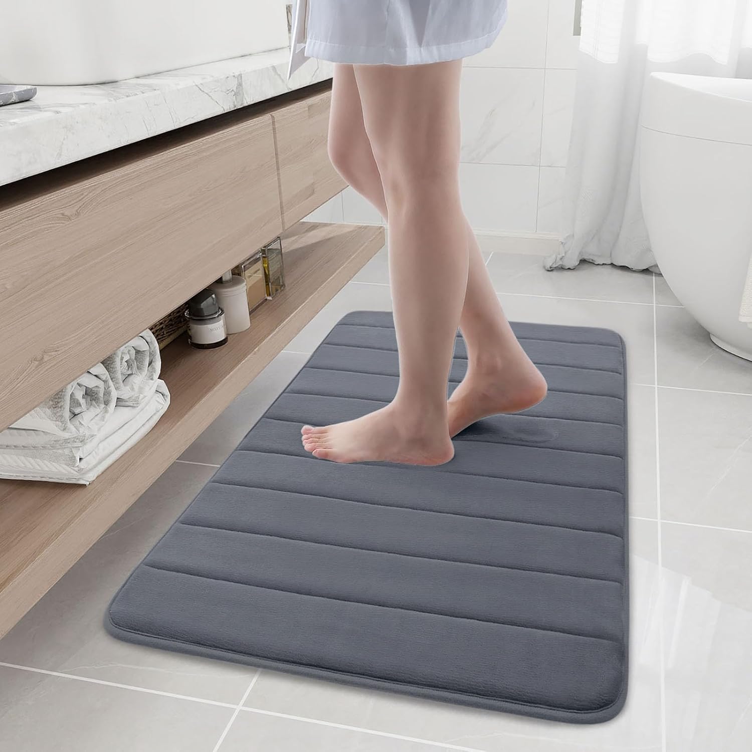 Buganda Memory Foam Bath Mat - Ultra Soft Non-Slip Rug 40x24