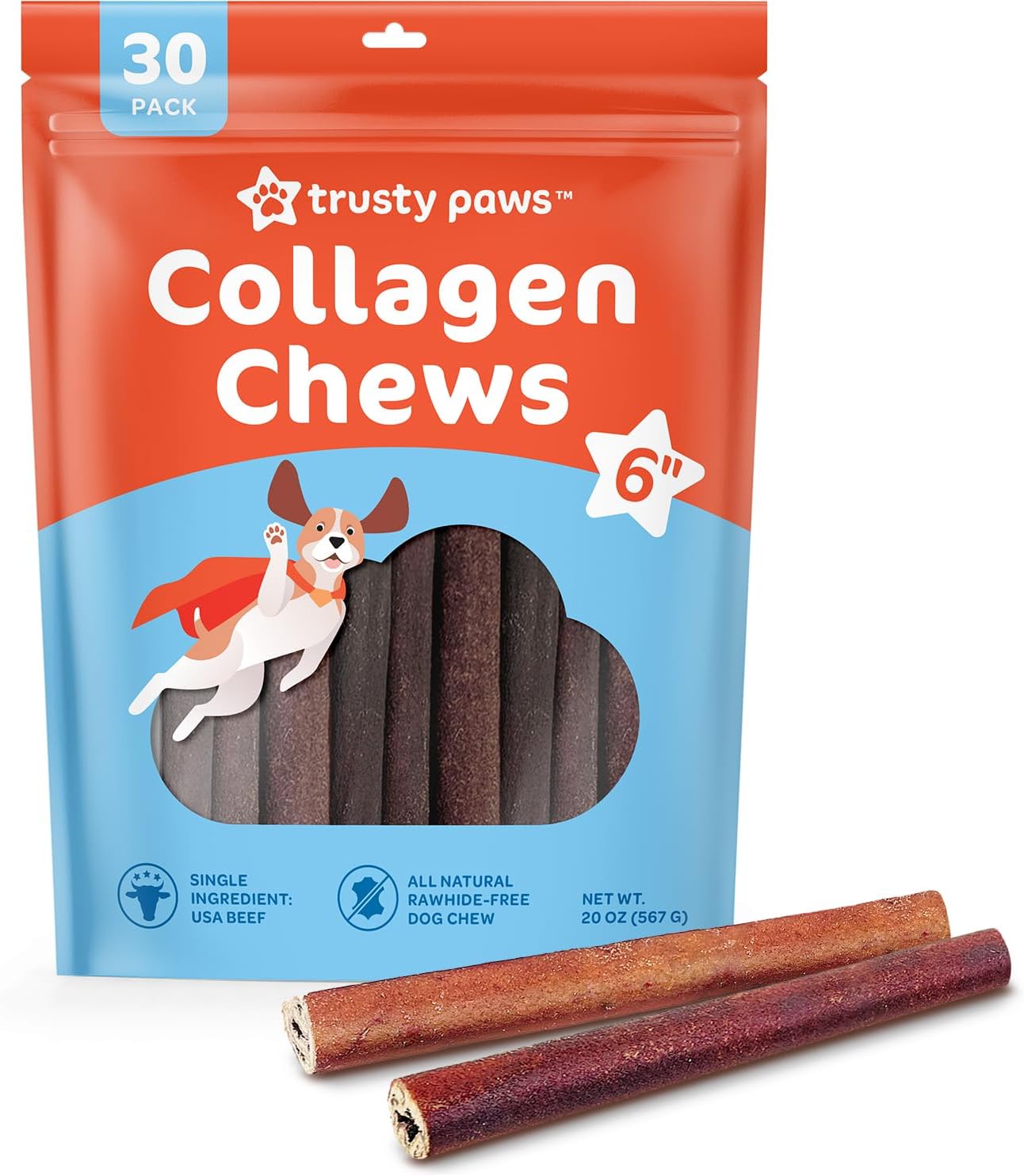 Beef Collagen Sticks for Dogs - One Ingredient Chews for Pups