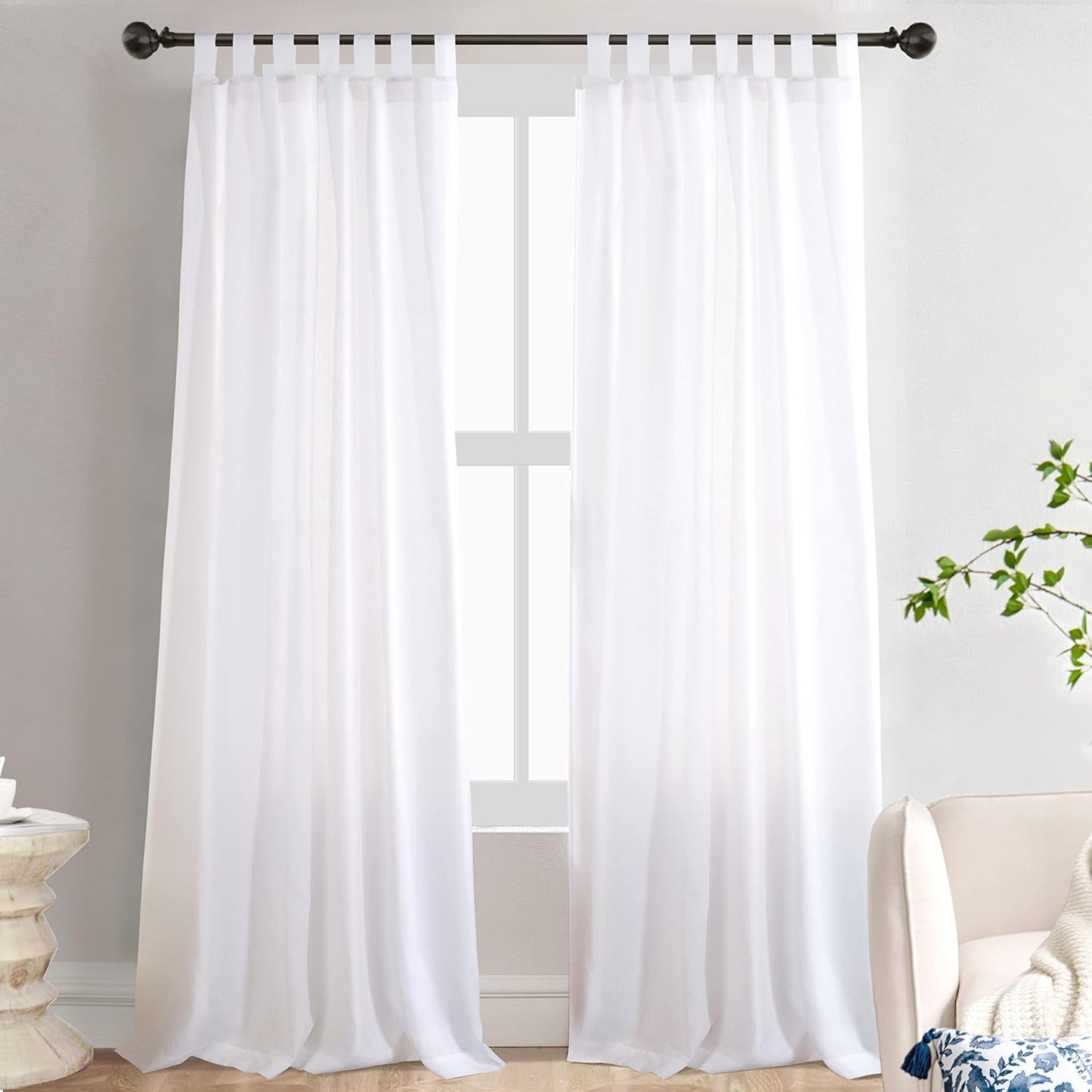 DriftAway 84 White Linen Curtain - Soft, Rustic Elegance