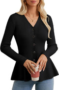 GRACE KARIN Long Sleeve Peplum Cardigan Sweater - Flattering Fit
