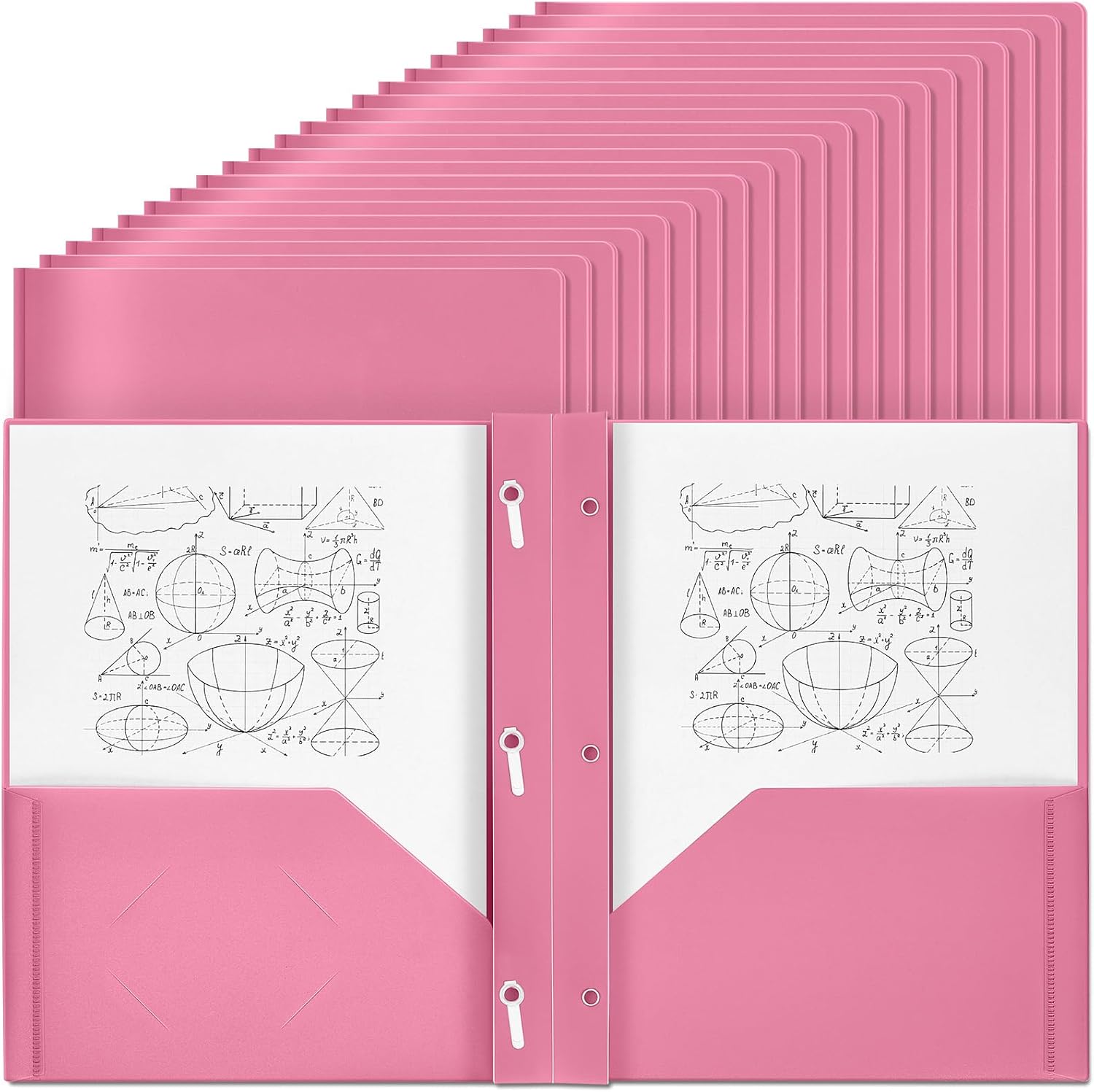 Lincia 100 Pcs Plastic Folders with Pockets for Organization