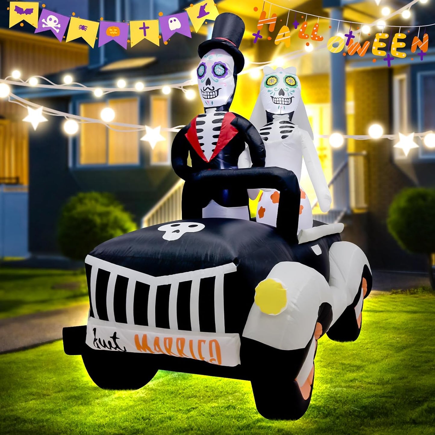 7FT Halloween Inflatable Ghost Couple for Spooky Decor Fun
