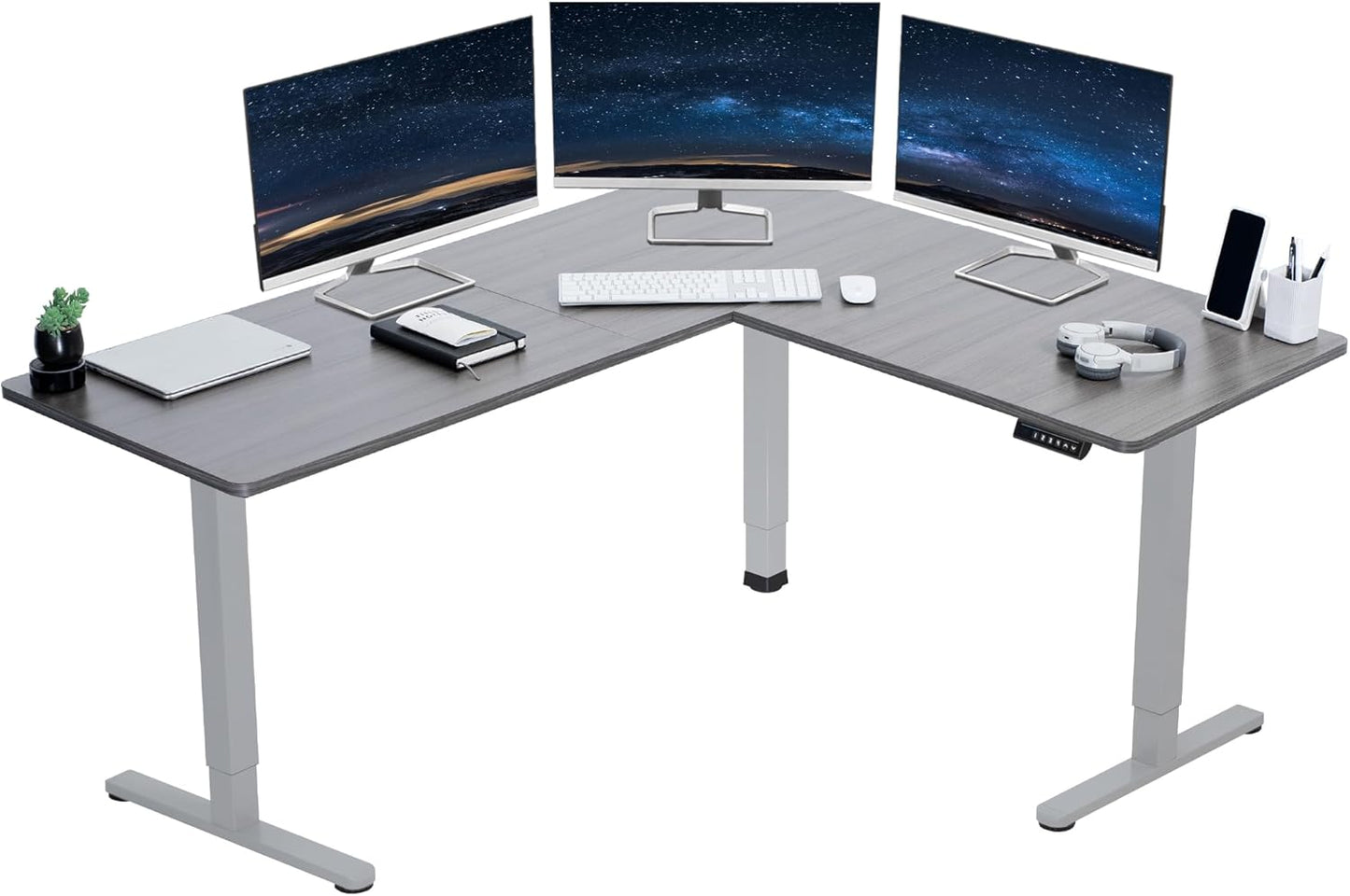 Electric L-Shaped Standing Desk with Memory Height Adjustment
