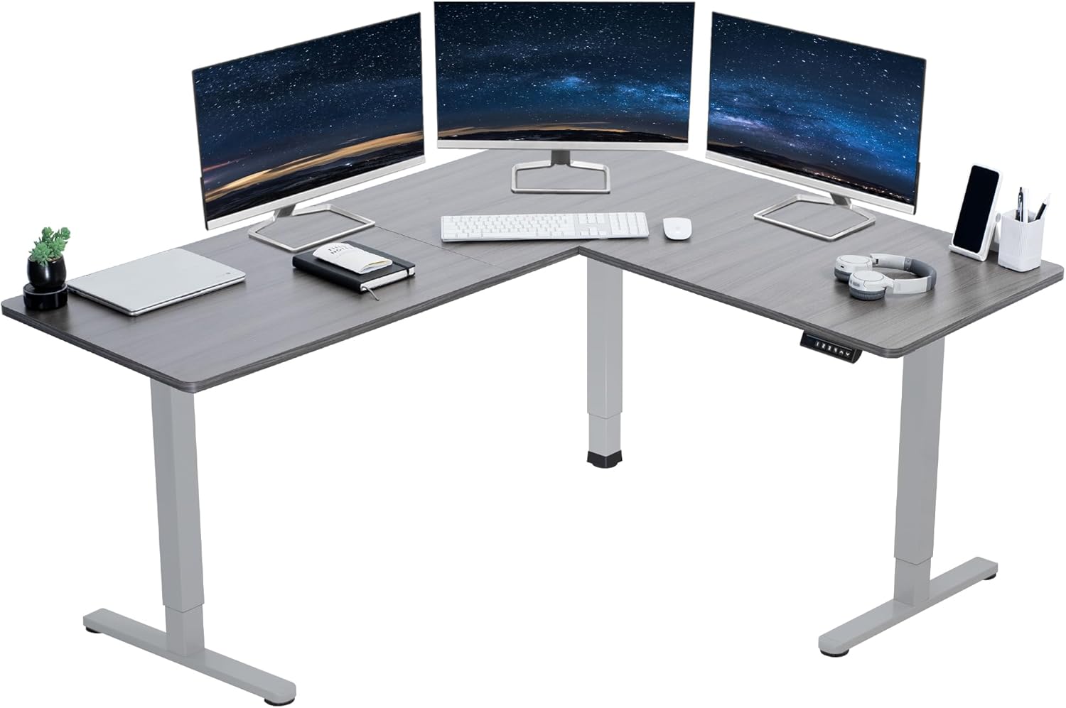 Electric L-Shaped Standing Desk with Memory Height Adjustment