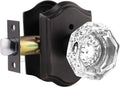 Crystal Privacy Door Knob with Lock Inside - Octagonal Glass Knob