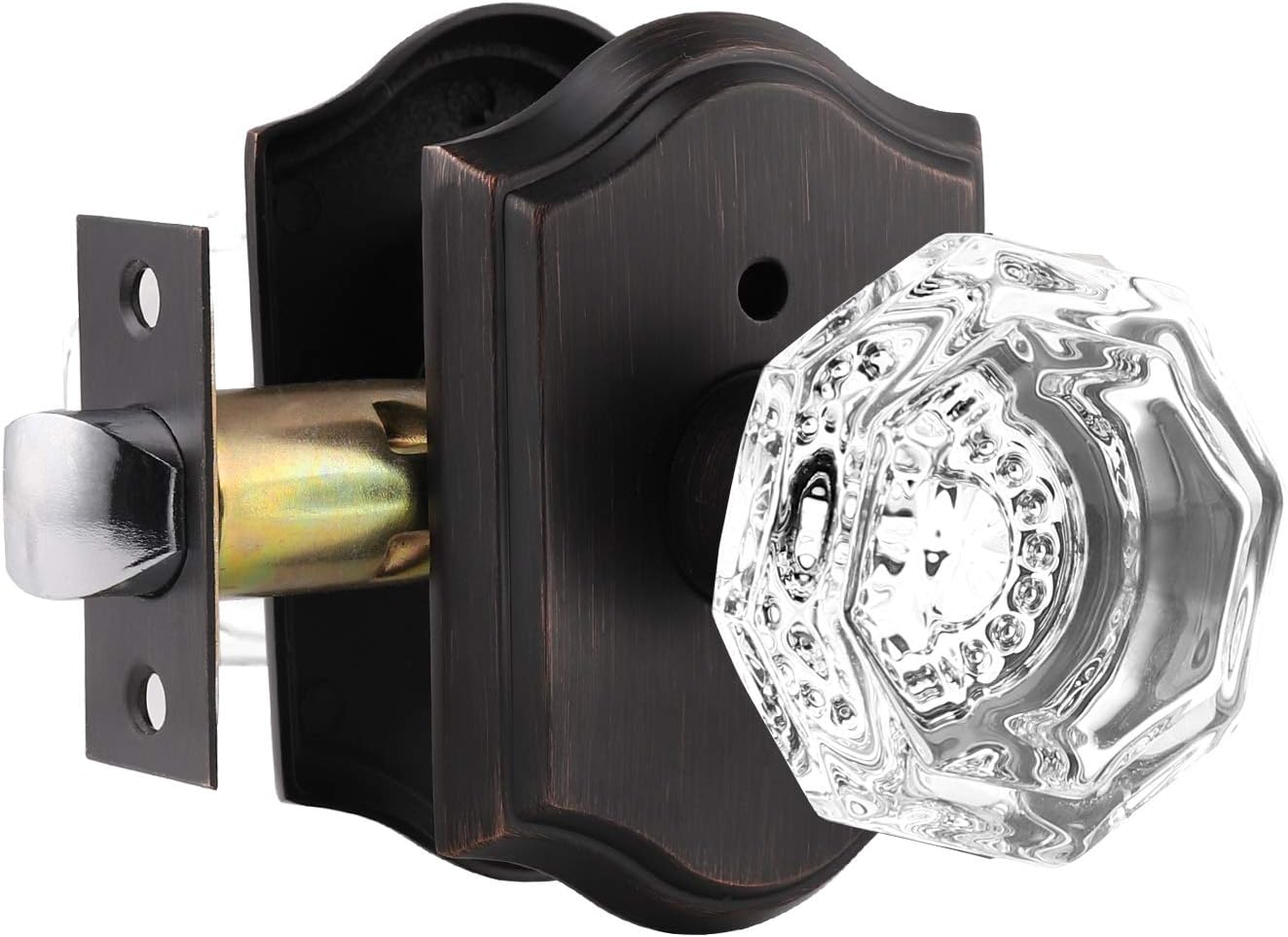 Gobrico Crystal Privacy Door Knob with Lock for Bedrooms and Baths