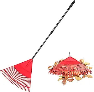Adjustable Gardening Leaf Rake - Lightweight Steel Handle Rake