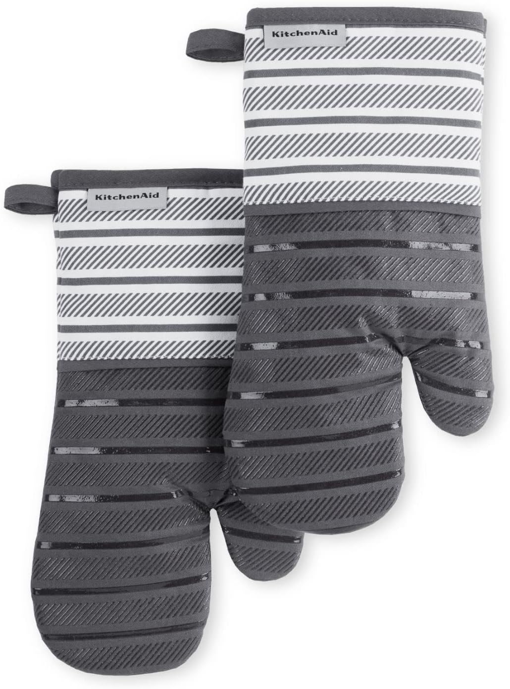 KitchenAid 2-Pack Oven Mitt Set, Charcoal Grey, Heat-Resistant