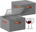 Wine Glass Storage Box 2 Pack Gray - Holds 32 Stemware Safely