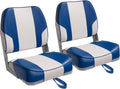 New Low Back Folding Boat Seats Pair - Thick Cushions for Comfort