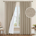 LAMIT Taupe 100% Blackout Linen Curtains 84 in - Room Darkening Panels