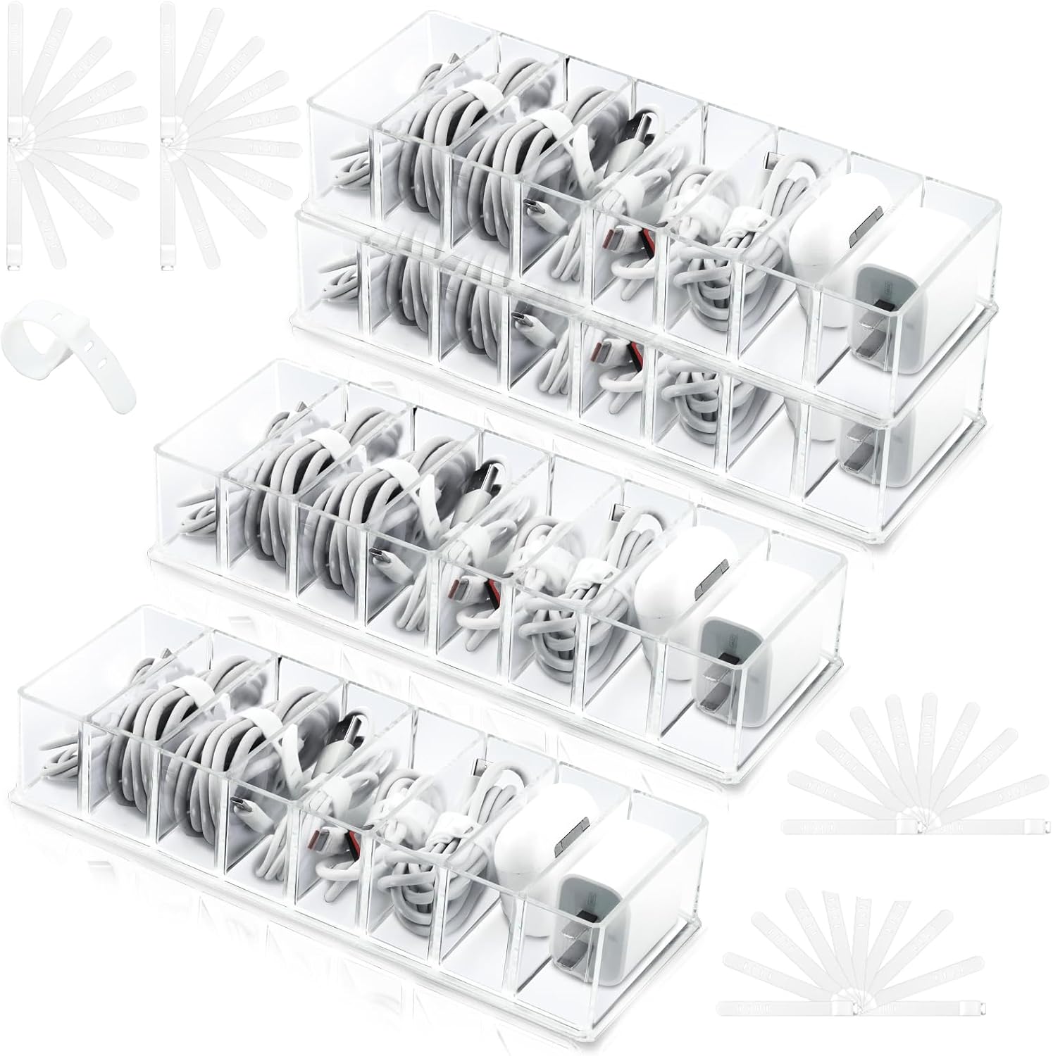 Saycker Cable Organizer Box with Silicone Ties