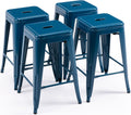 24 in Bar Stools Backless Metal Counter Height Set of 4 - Stackable