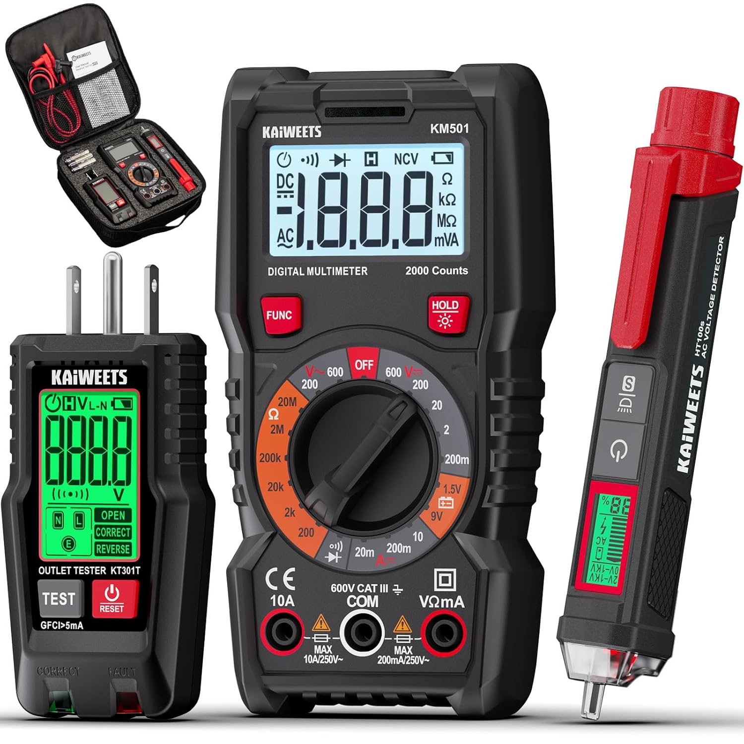 KAIWEETS Electrical Test Kit: Multimeter, Voltage Tester & More