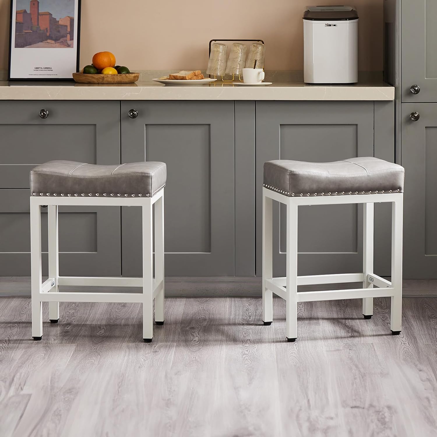 Modern 24 inch Bar Stools Set of 2 for Kitchen Island Use