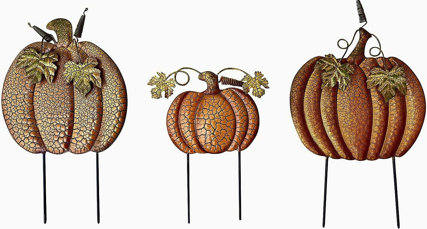 Halloween Fall Outdoor Yard Decorations Pumpkin Metal Signs Set