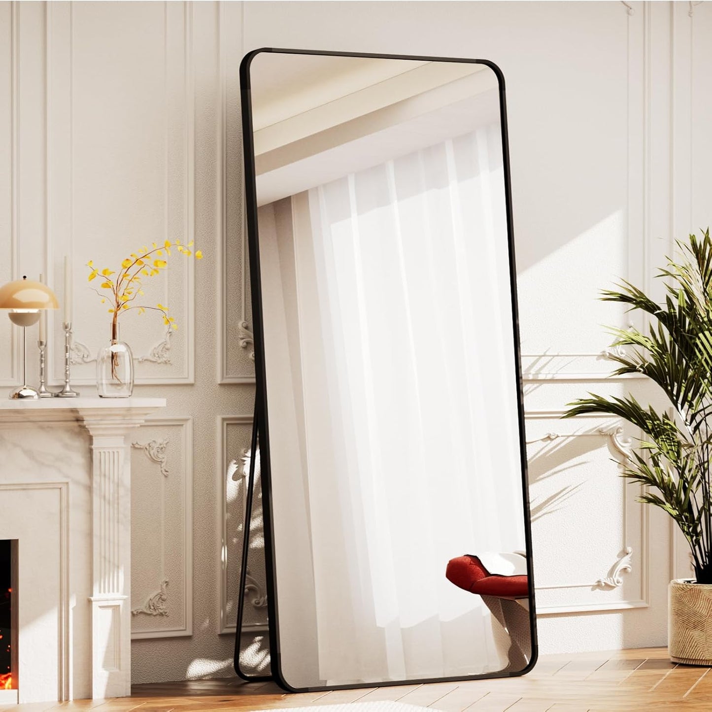 BEAUTYPEAK Black Full Length Mirror for Bedroom and Dressing Room