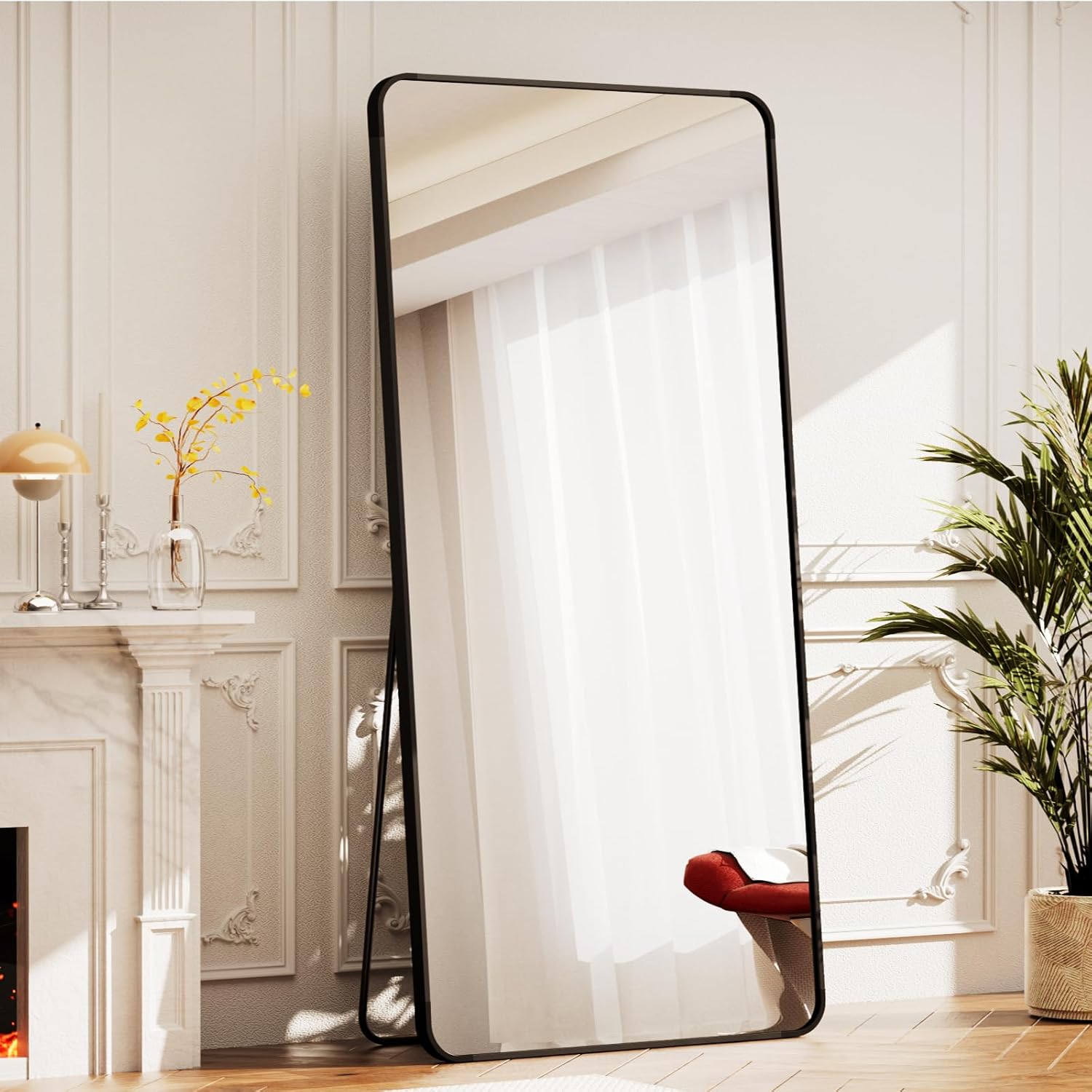 BEAUTYPEAK Black Full Length Mirror for Bedroom and Dressing Room