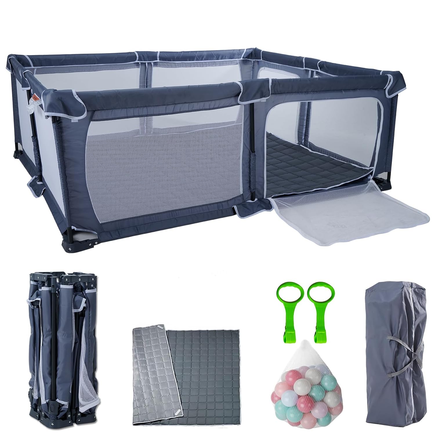 Foldable Baby Playpen 59inX71in - Portable Playpen for Kids