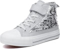 Kids Sparkle Sequins High Top Casual Adjustable Strap Canvas Shoes no