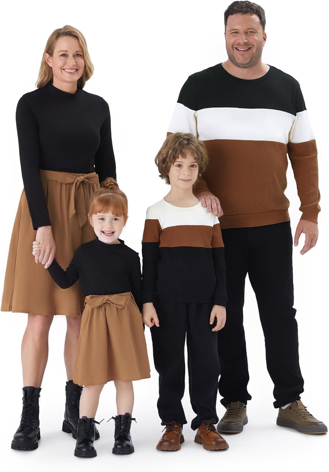 Family Matching Outfits for Fall Winter Long Sleeve Dresses