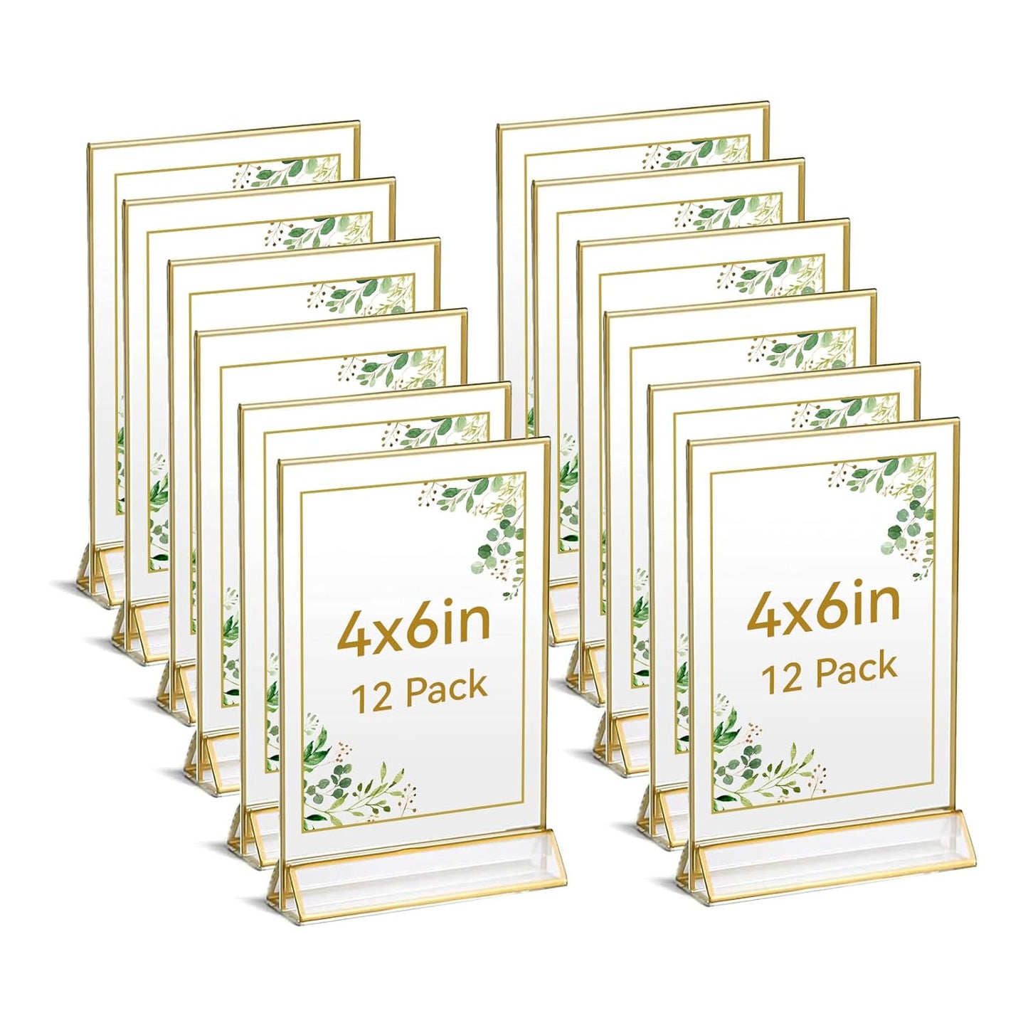 UNIQOOO Acrylic Sign Holders with Golden Border for Events