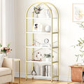 Bookshelf 5 Tier Arched Bookcase Narrow Display Shelf - Modern White