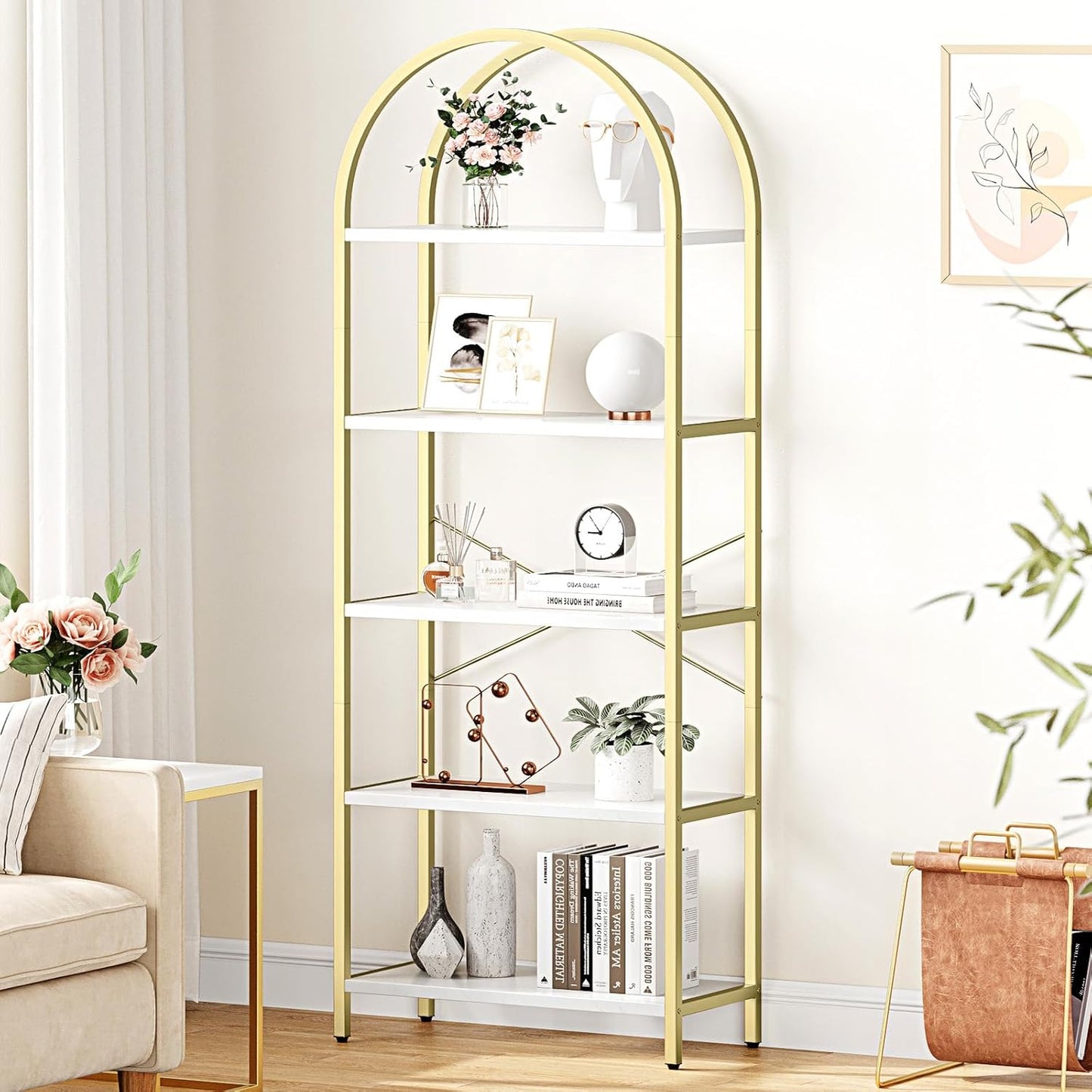 IDEALHOUSE 5 Tier Bookcase with Modern Design for Any Room