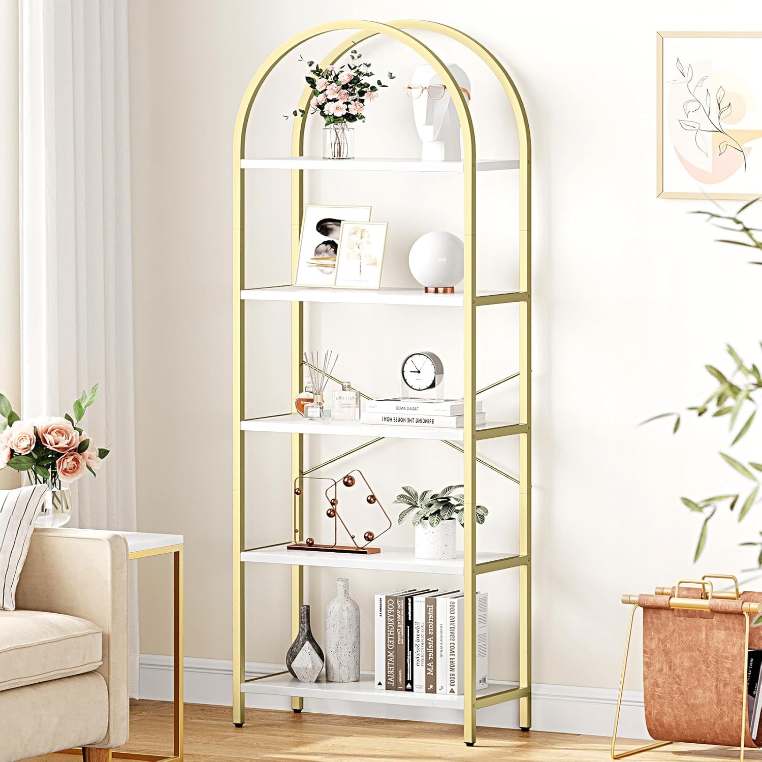 IDEALHOUSE 5 Tier Bookcase with Modern Design for Any Room