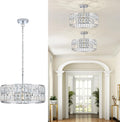 Modern Crystal Chandelier 18 Chrome 6-Light Drum Pendant - Elegant