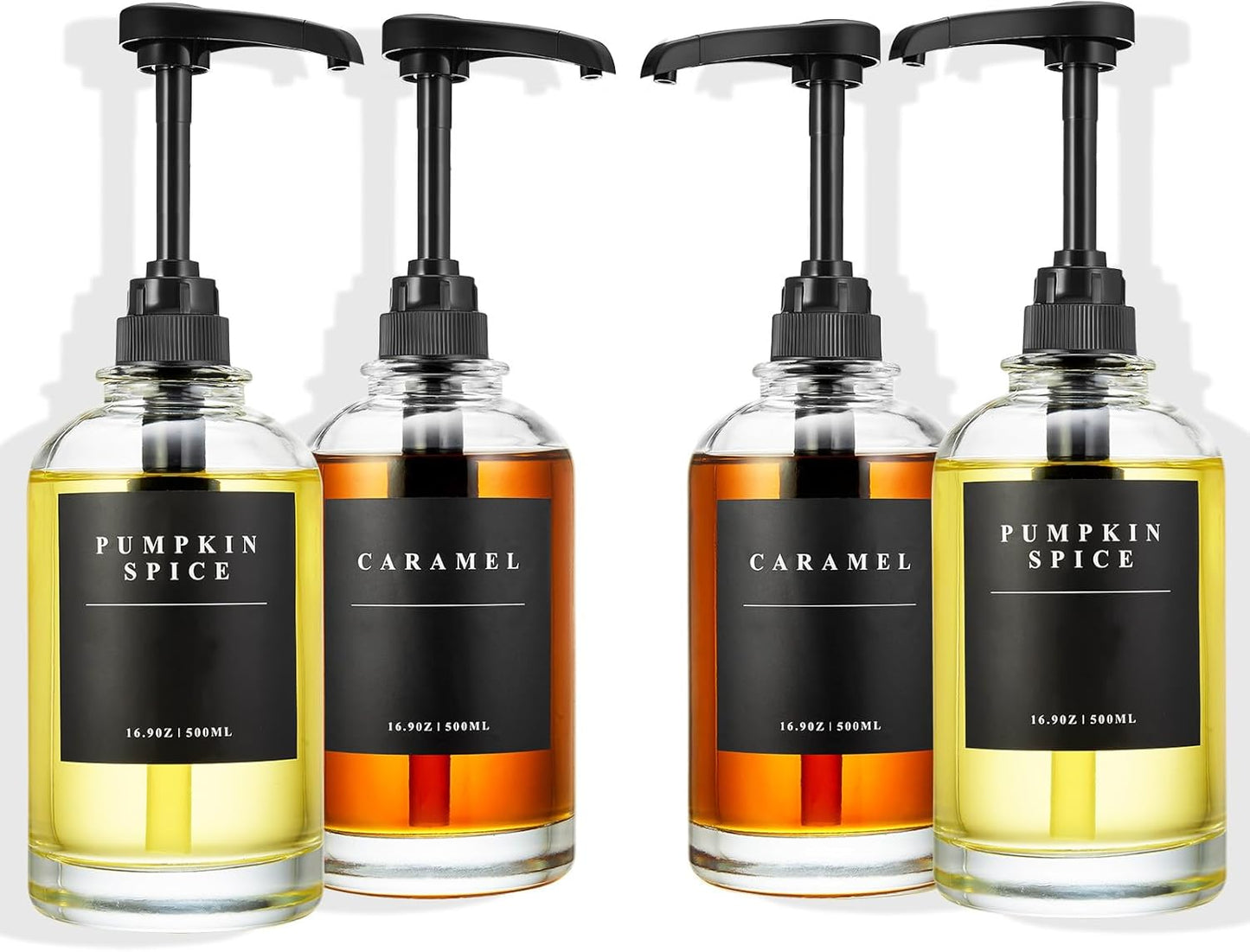 Coffee Syrup Dispenser Set with Large Capacity Pump and Labels