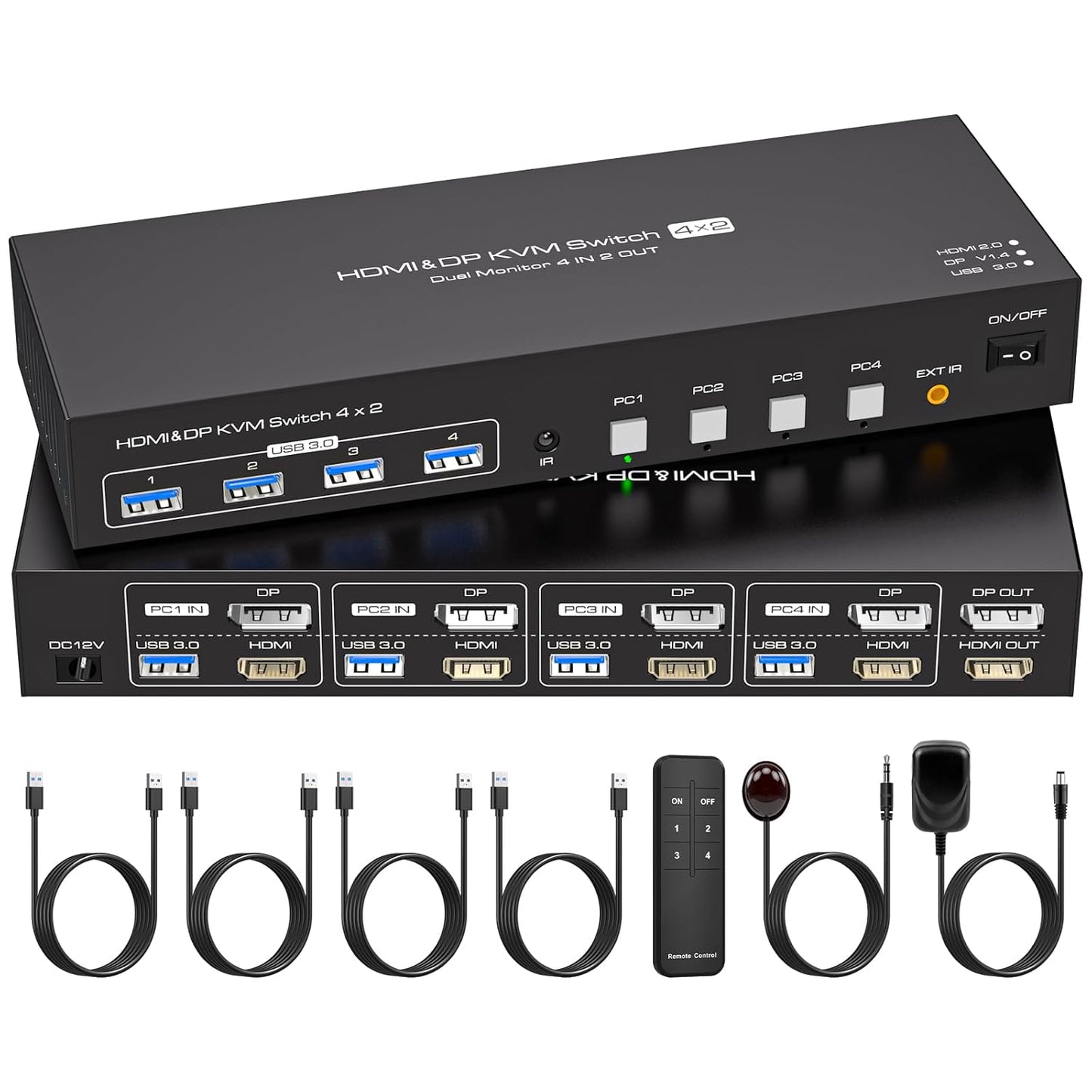 HDMI Displayport KVM Switch for 4 Computers and 2 Monitors