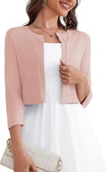 Women's Open Front Cropped Cardigan with 3/4 Sleeve by OmicGot