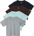 Women's Cotton Crop Tops 4 Pack - Comfortable Casual Staple