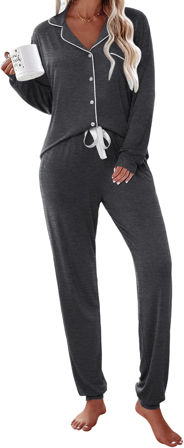 Ekouaer Pajamas Set Long Sleeve Sleepwear for Ultimate Comfort