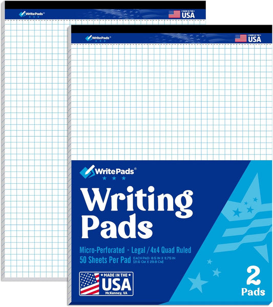 Quad Ruled Graph Paper Pads - 100 Sheets, WritePads