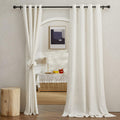Semi Sheer Linen Curtains 95 in Length 2 Panels - Burlap Privacy