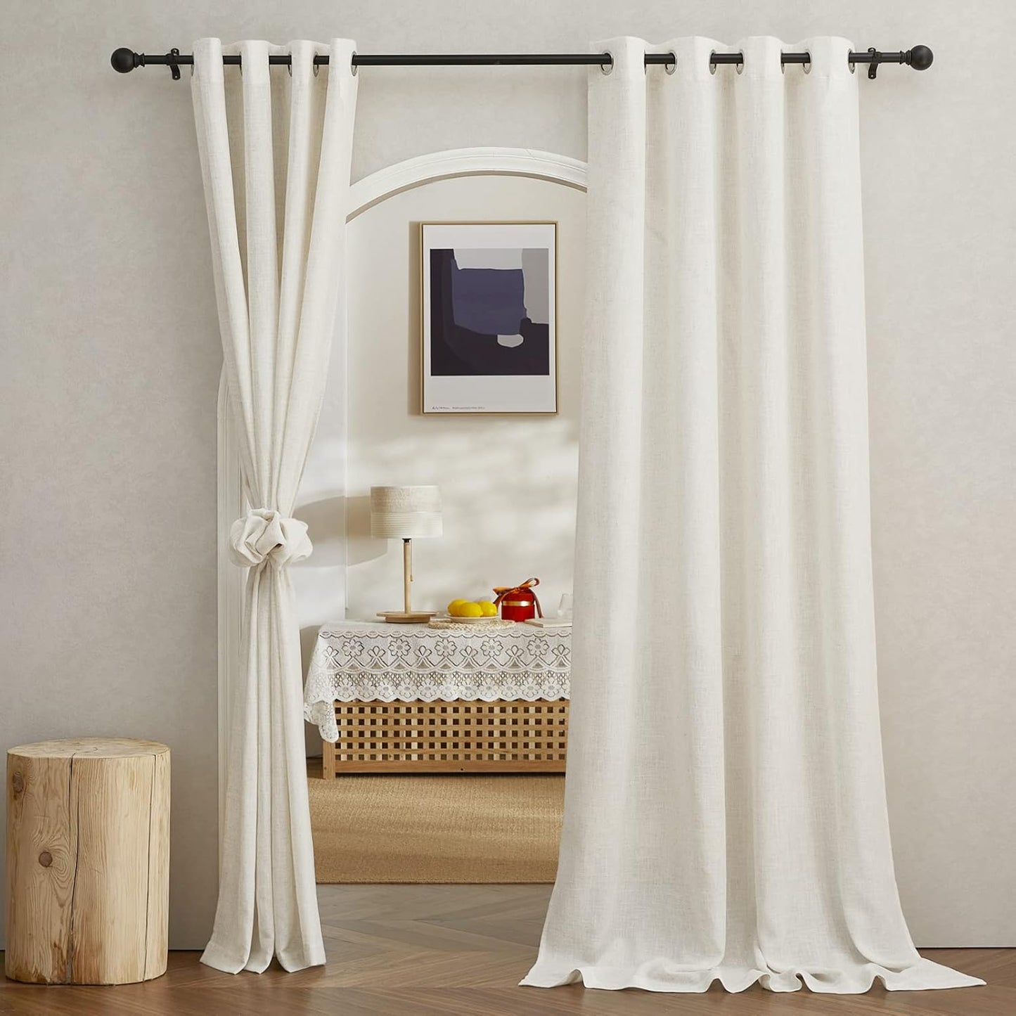 NICETOWN Semi Sheer Linen Curtains for Bedroom and Living Room
