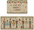 Watercolor Nutcrackers Kitchen Mats Set of 2 - Festive Low-Profile