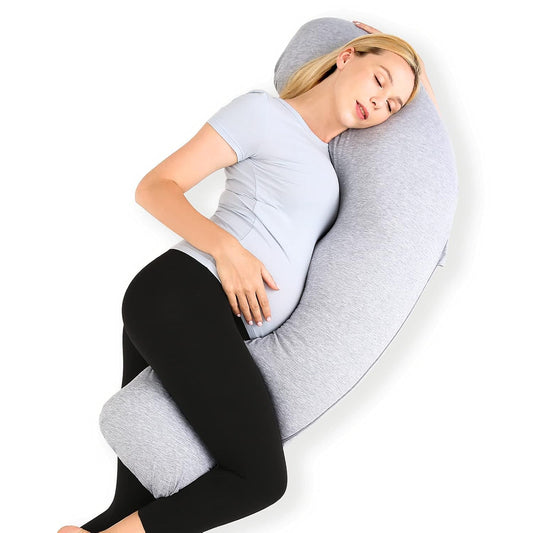Momcozy Pregnancy Pillow for Side Sleeping, J Shaped Support