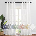 Linen Textured White Sheer Curtains 52 x 120 - Semi Privacy Drapes