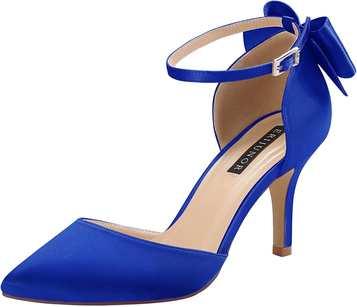 ERIJUNOR Wedding Evening Party Shoes with Comfortable Mid Heels