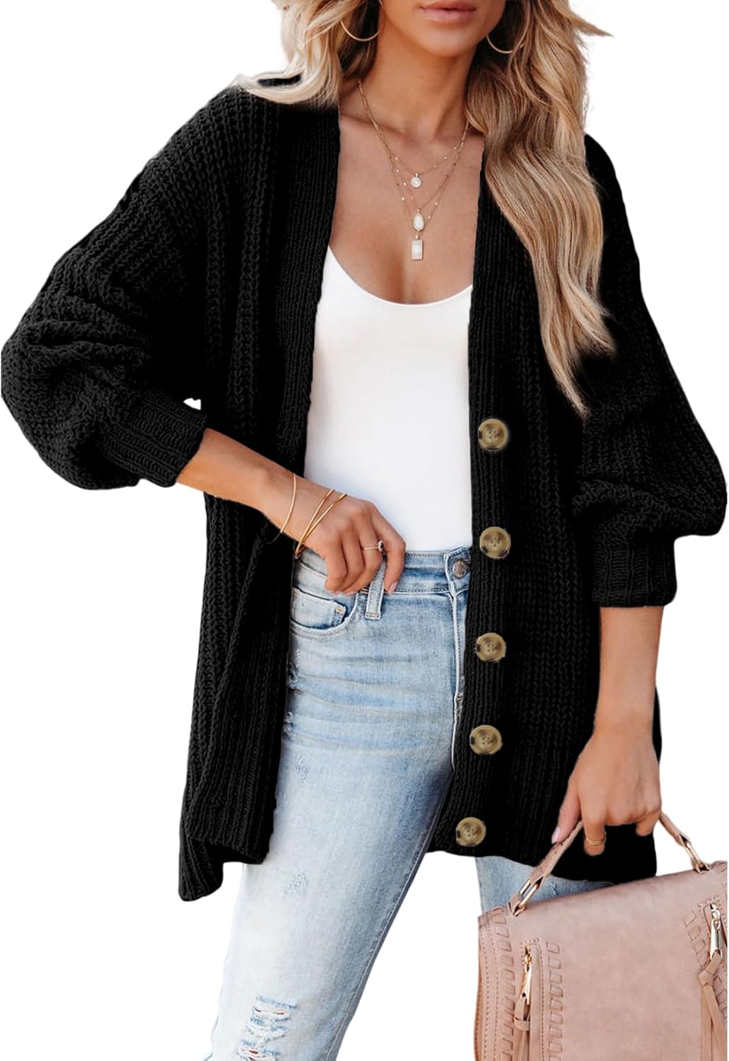SHEWIN Womens Oversized Open Front Cardigan Sweater for All Seasons