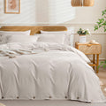 JELLYMONI Cotton Duvet Cover Cal King Size - Soft Washed Cotton Beige