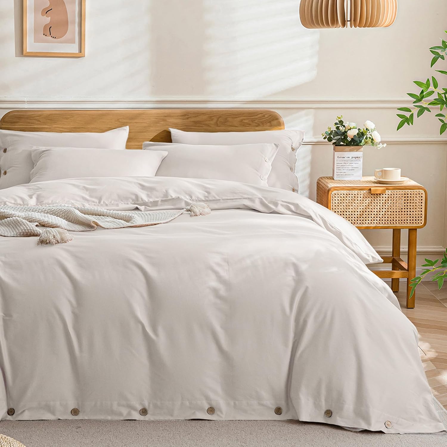 JELLYMONI Cotton Duvet Cover Set for Cal King Size Bedding